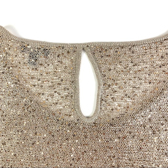 Bebe Shoulder Cutout Gold Sequin Sweater - Picture 7 of 9